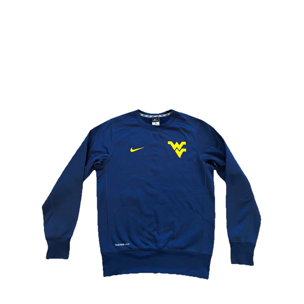 Nike Therma-Fit West Virginia Mountaineers WVU Blue Crewneck Sweatshirt Men's S